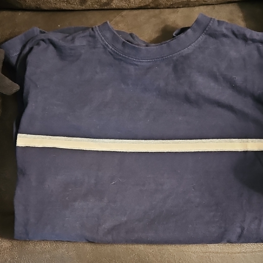 Puritan Navy Blue Long Sleeve Shirt with Beige Stripe